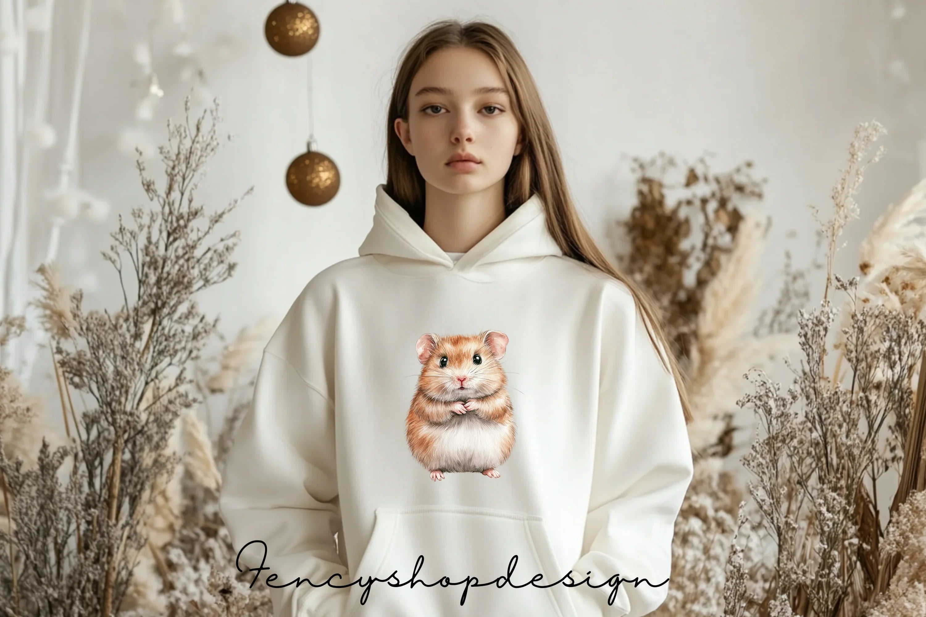 Cute Christmas Hamster Clipart Bundle