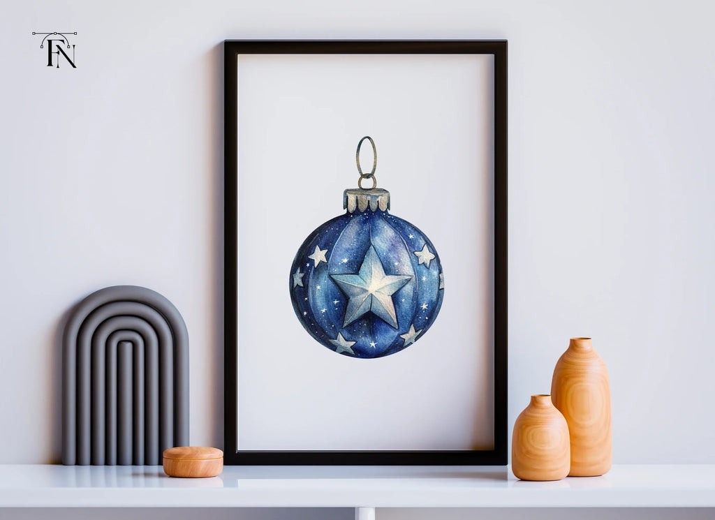 Blue Christmas Ornaments Clipart Bundle