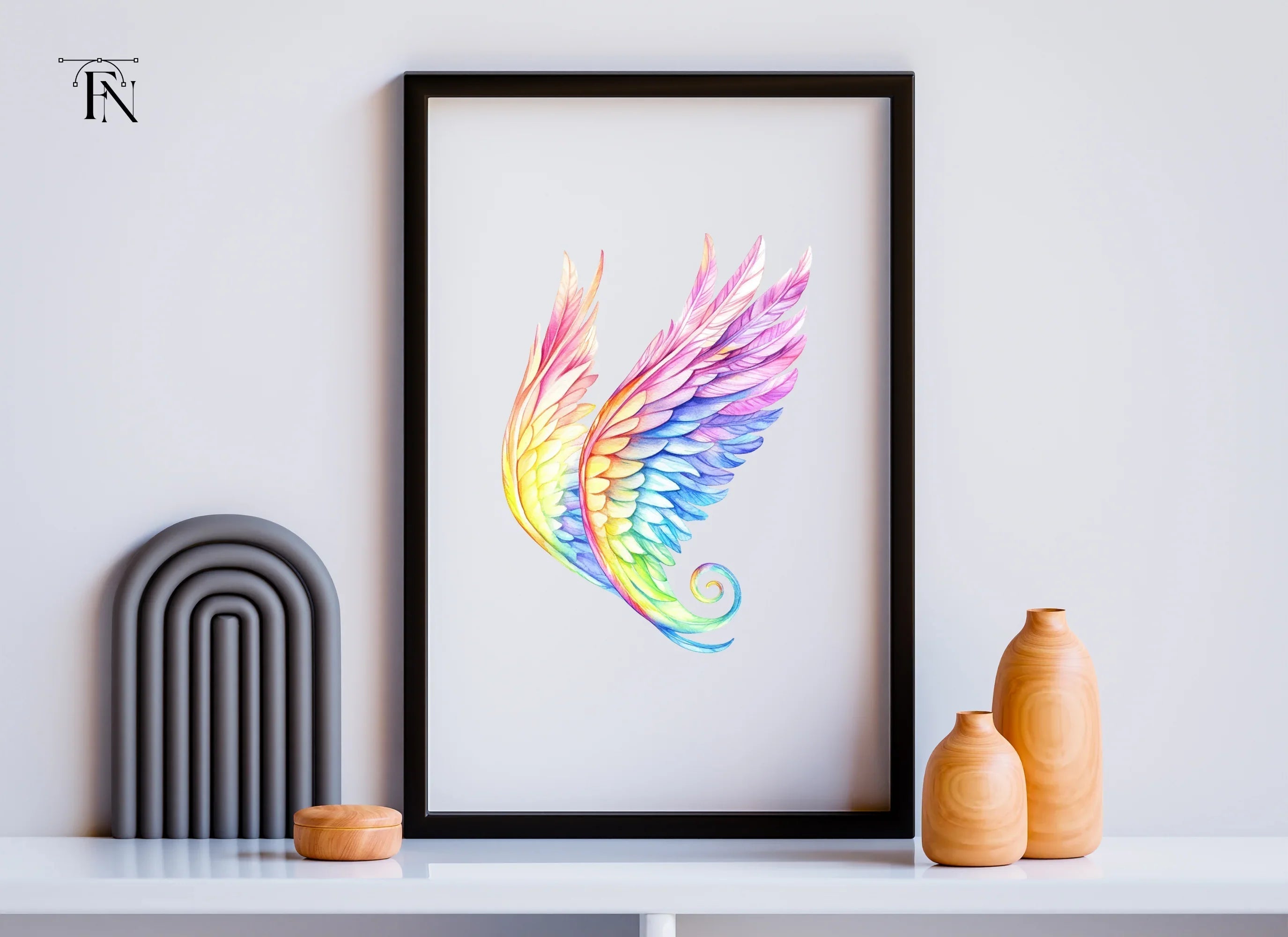 Vibrant Rainbow Angel Wings Clipart Bundle