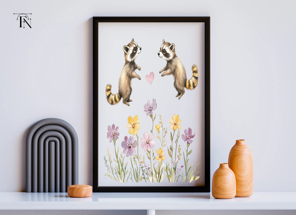 Raccoons and Wildflowers Clipart Bundle
