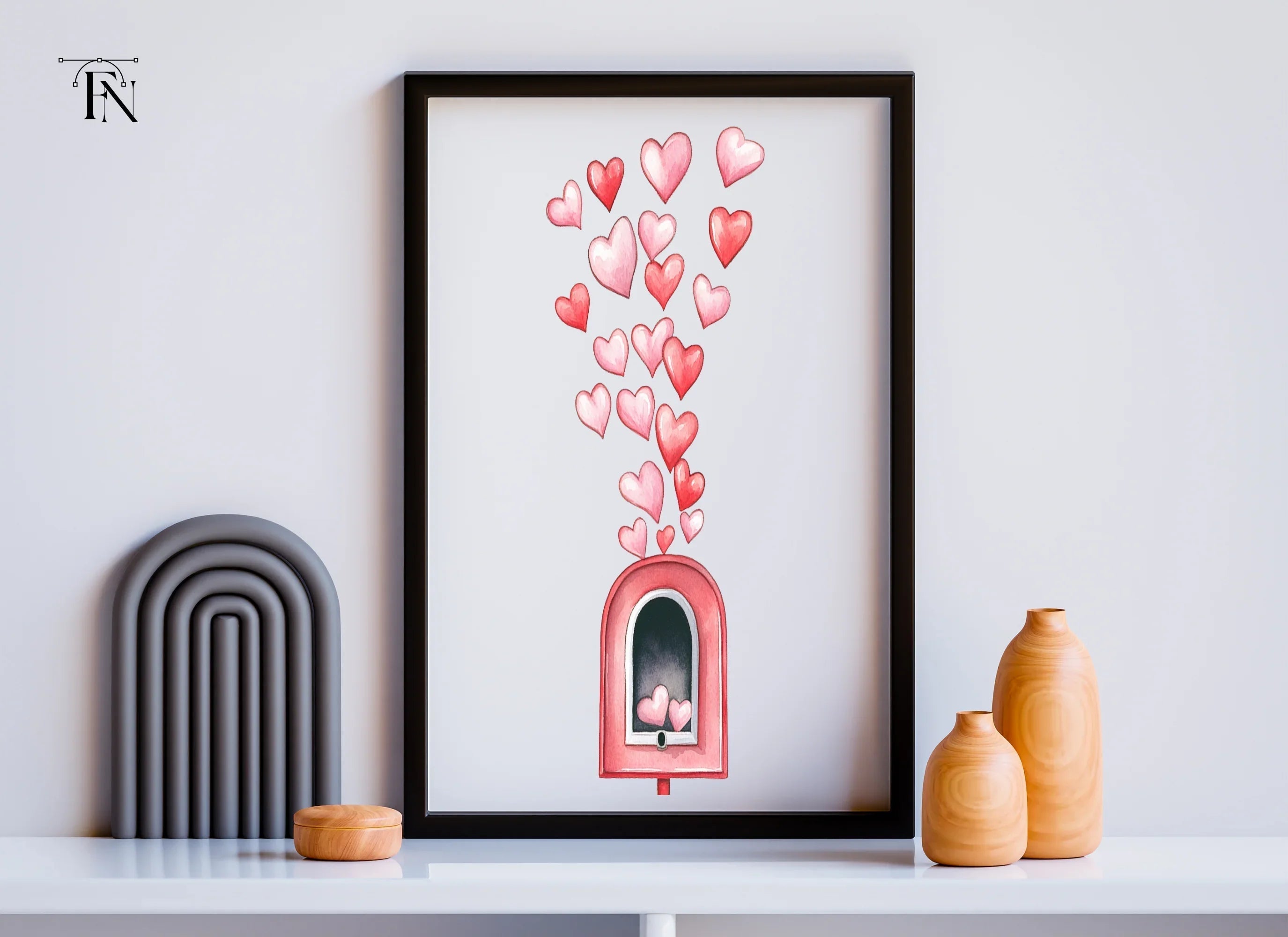 Valentine's Day Mailbox with Hearts Clipart Bundle