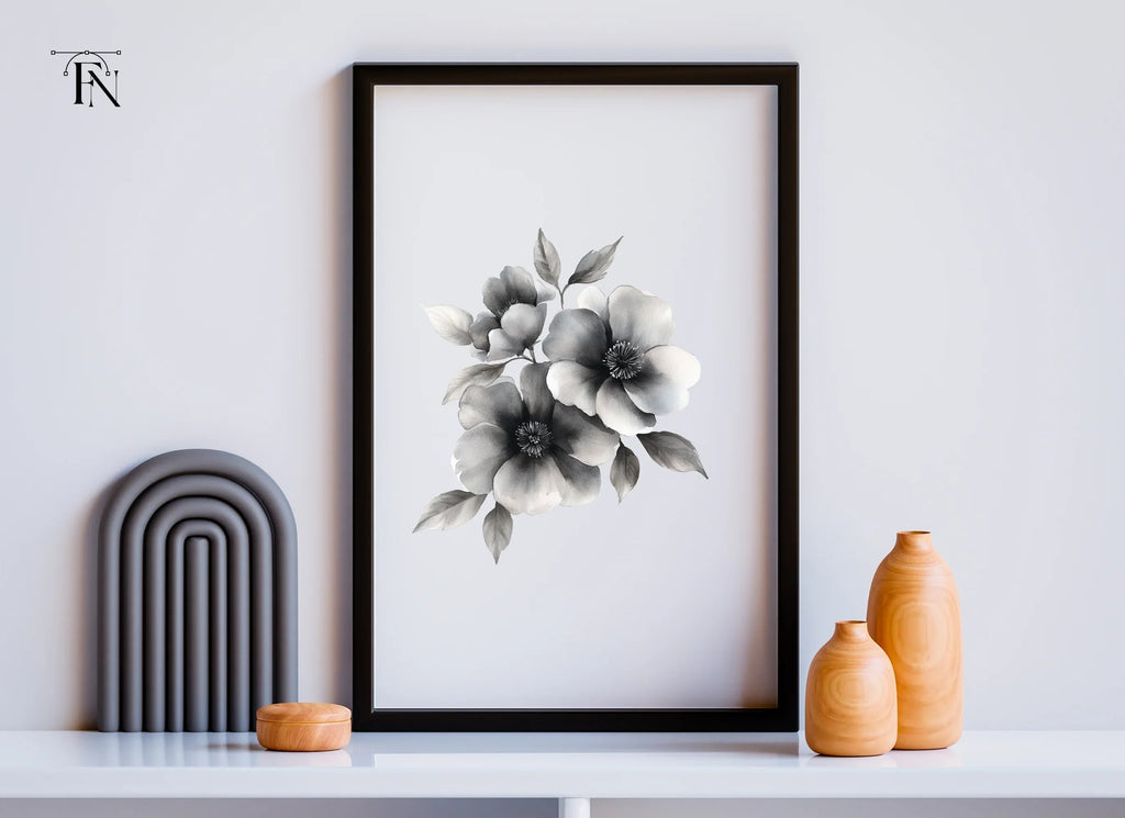 Elegant Black and White Floral Clipart Bundle