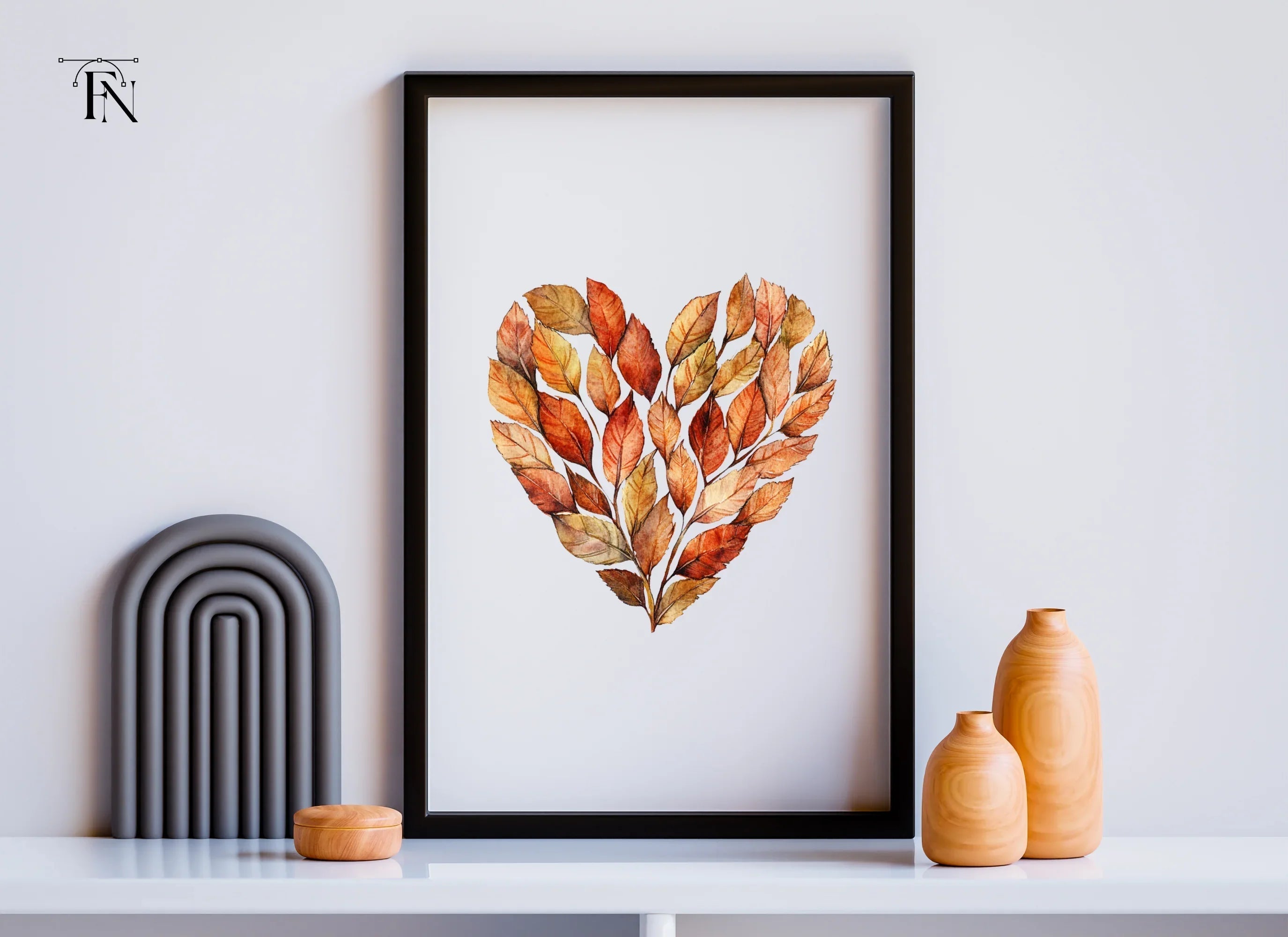 Autumn Leaves Heart Clipart Bundle