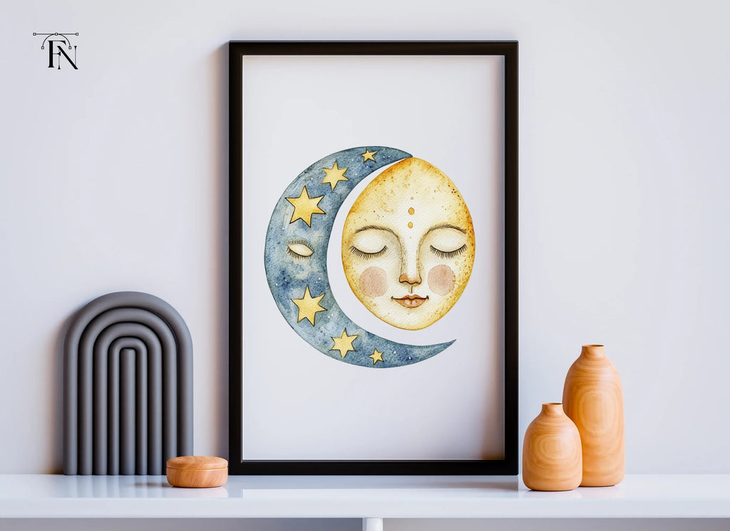 Sleeping Moon and Sun Clipart Bundle