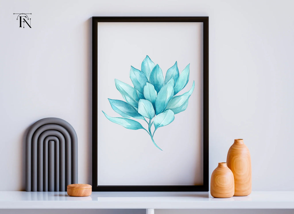 Blue Leaves Branch Clipart Bundle