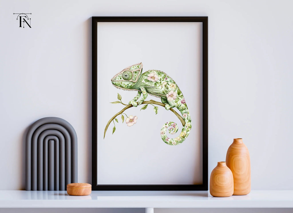 Floral Chameleon Clipart Bundle
