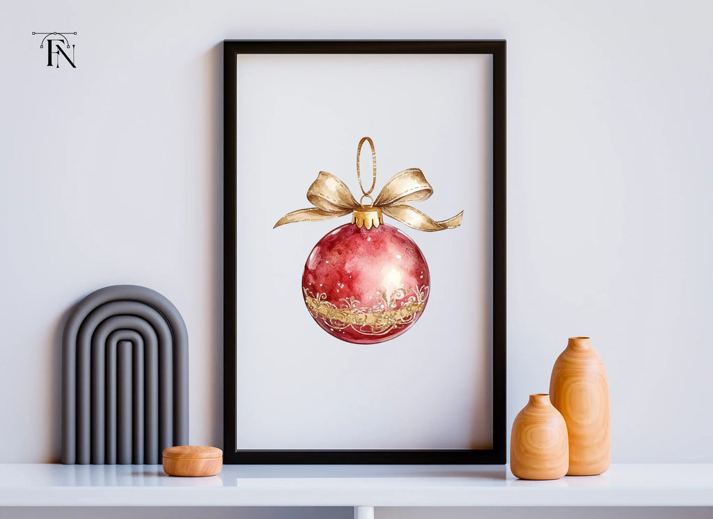 Red Christmas Baubles Clipart Bundle
