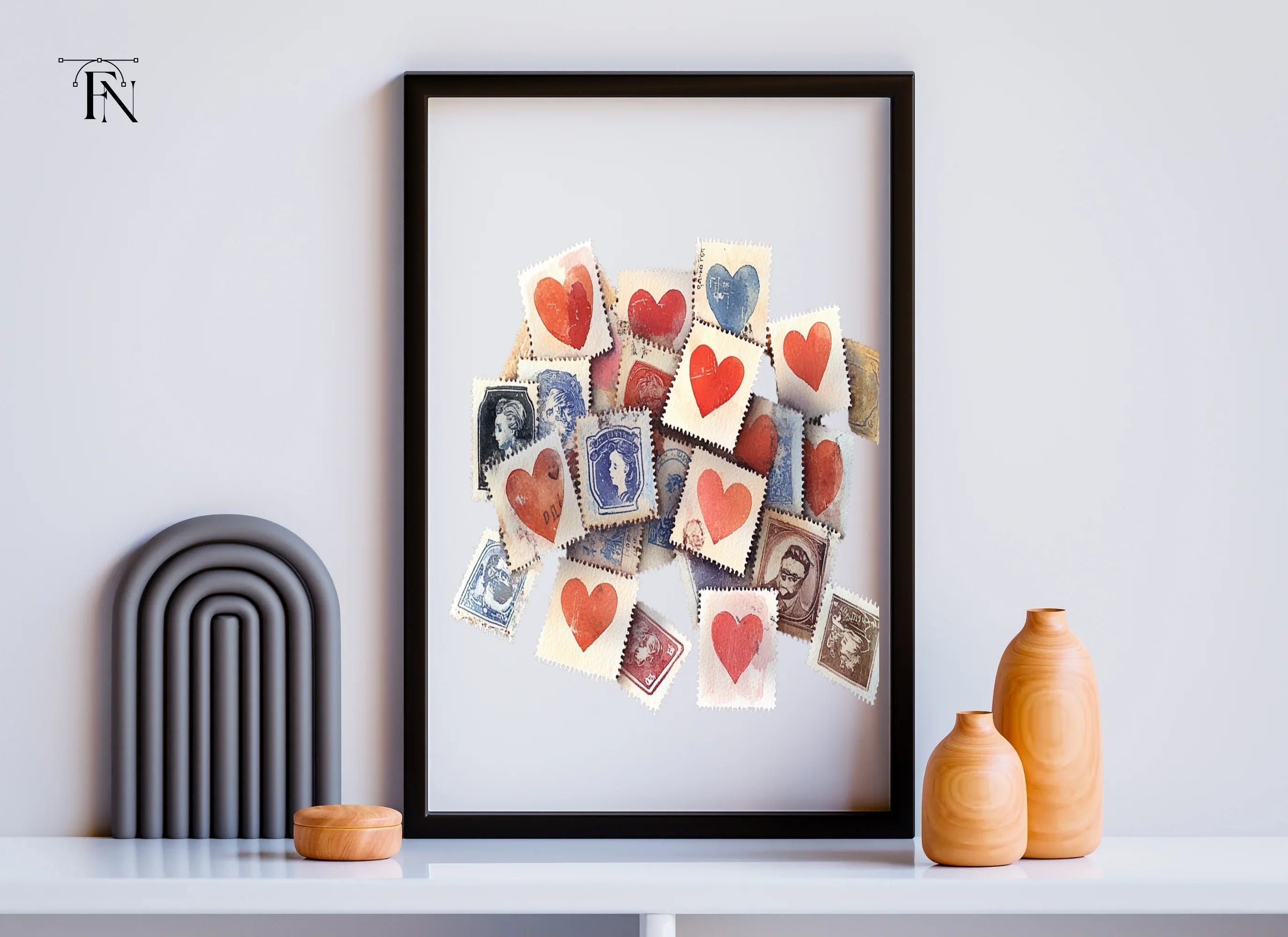 Vintage Heart Stamp Clipart Bundle