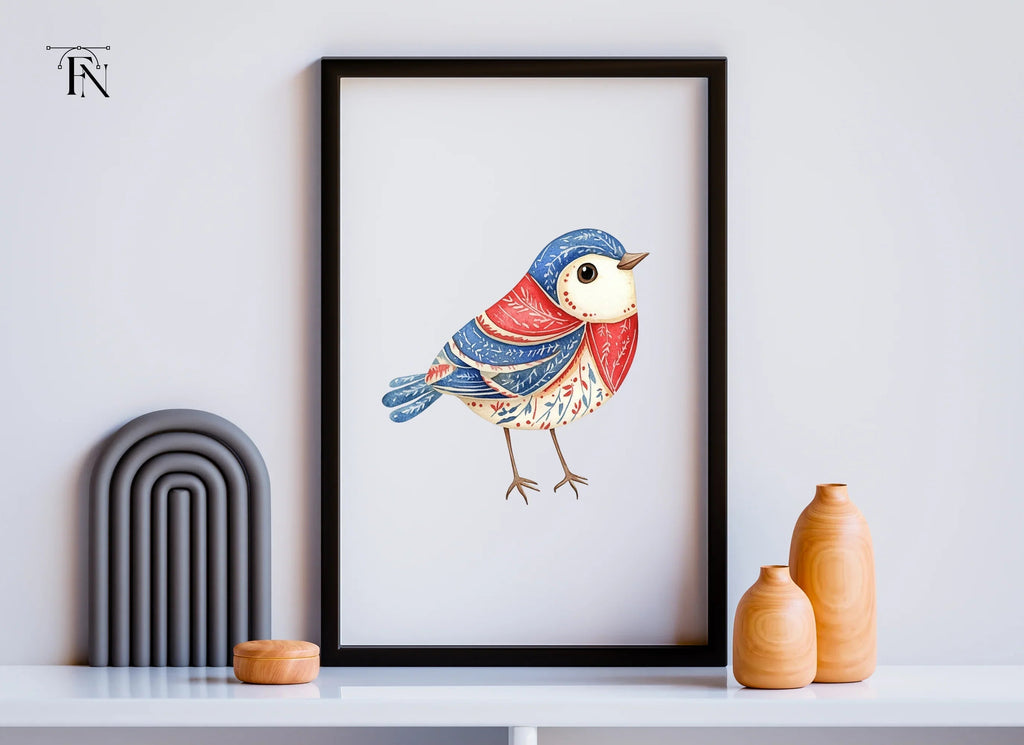 Adorable Folk Birds Clipart Bundle