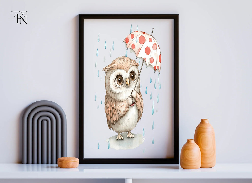 Owls with Umbrellas Clipart Bundle