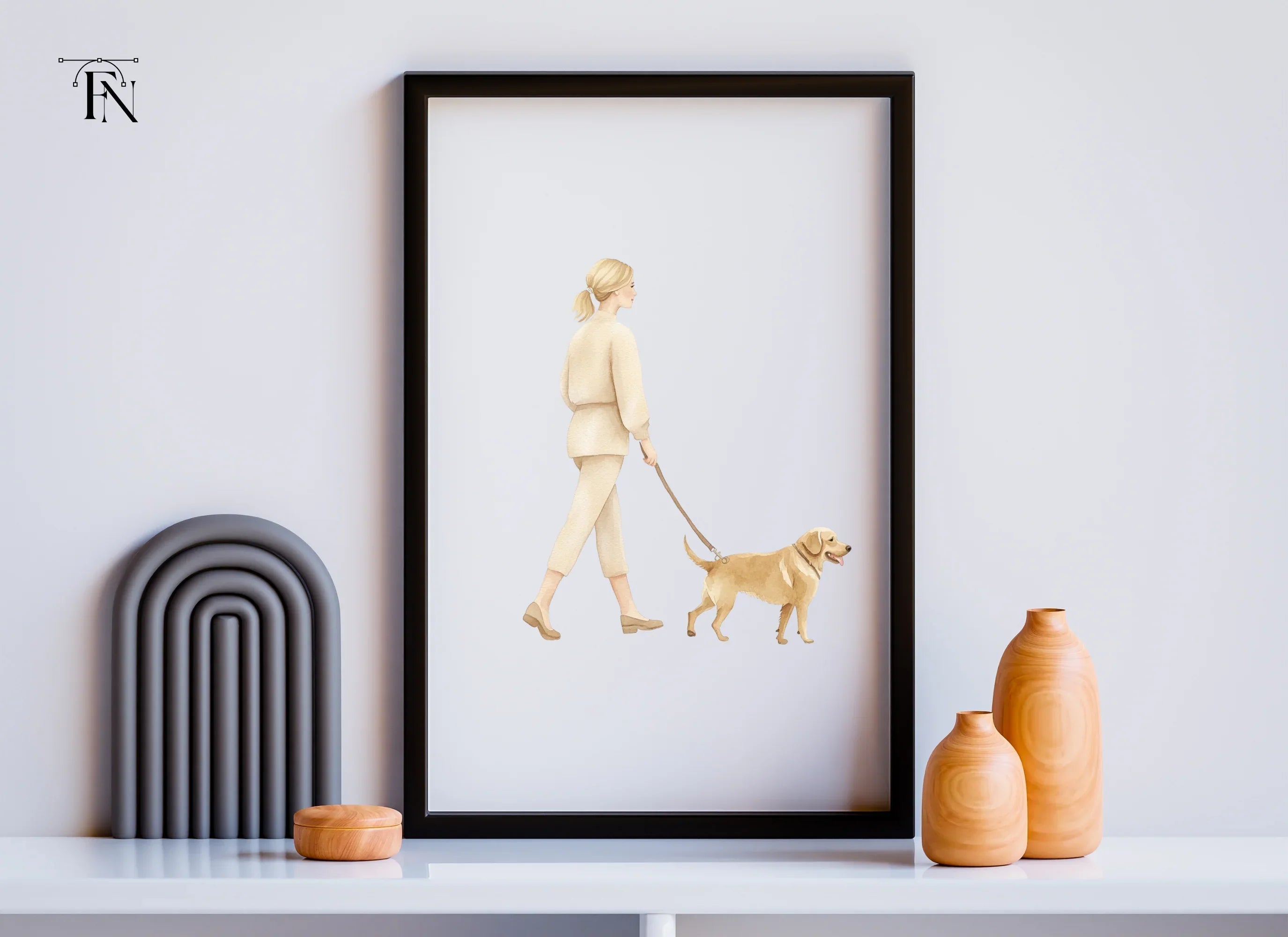 Girls Walking Dogs Clipart Bundle