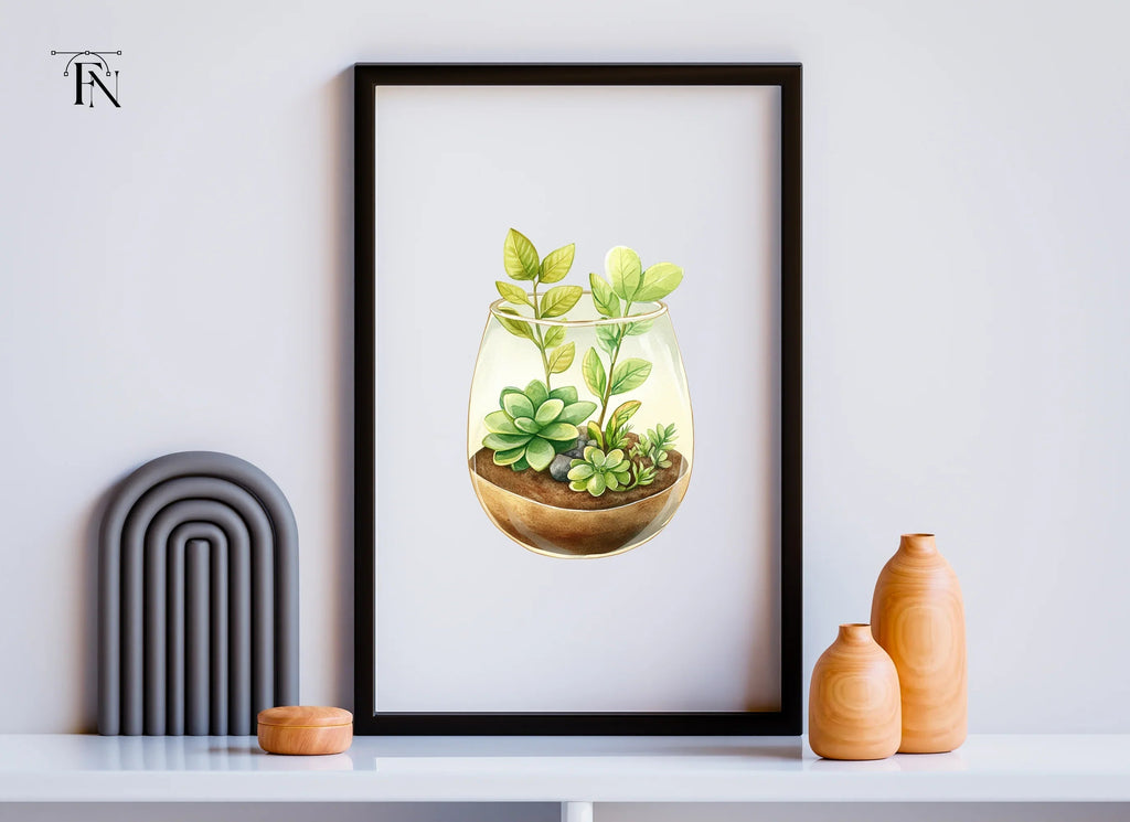 Succulent Terrarium Clipart Bundle