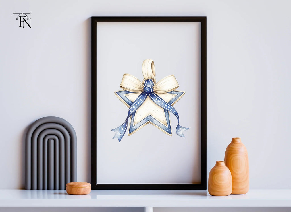 Decorative Star with Ribbon Clipart Bundle