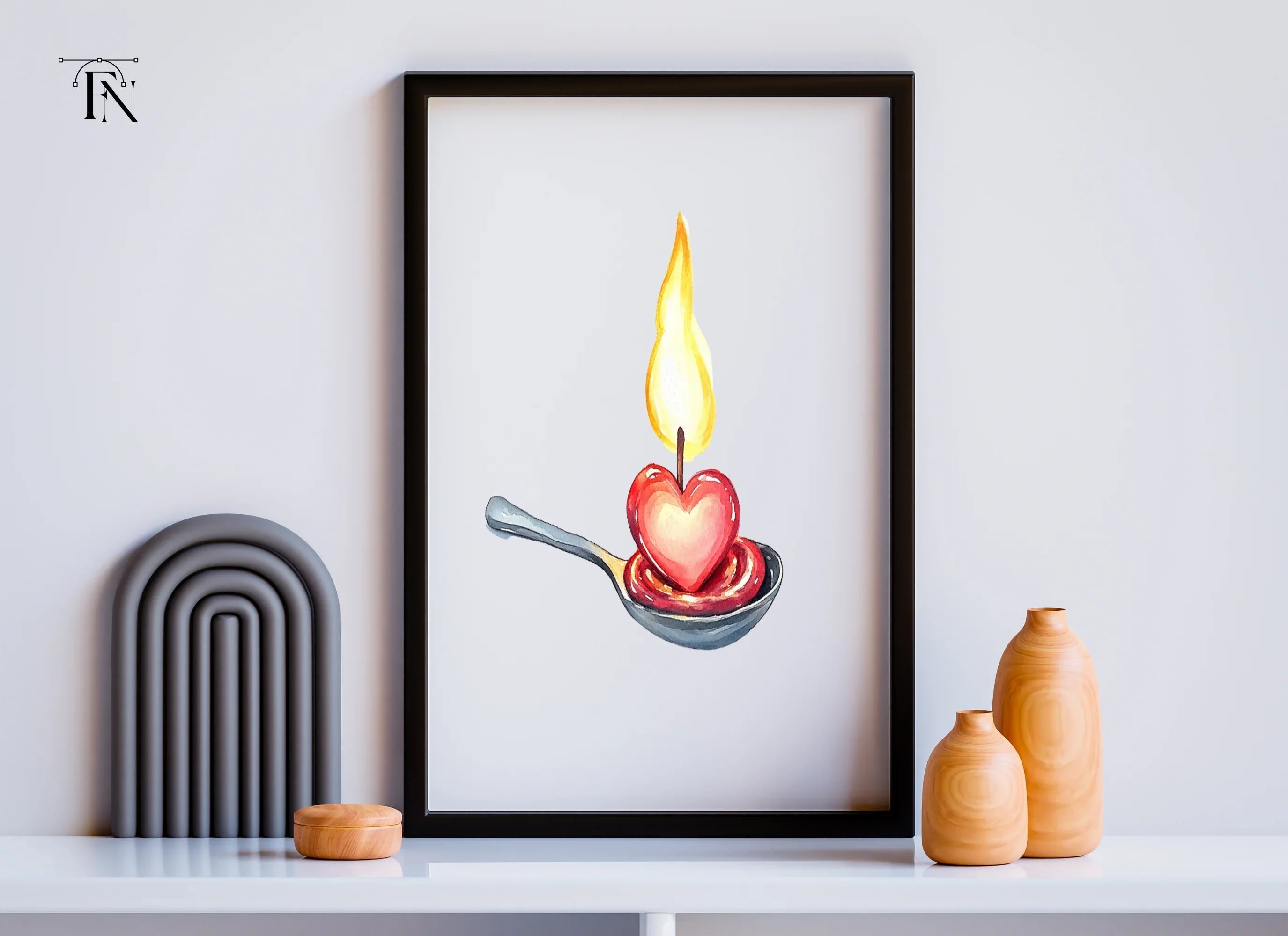 Heart Candle on Spoon Clipart Bundle