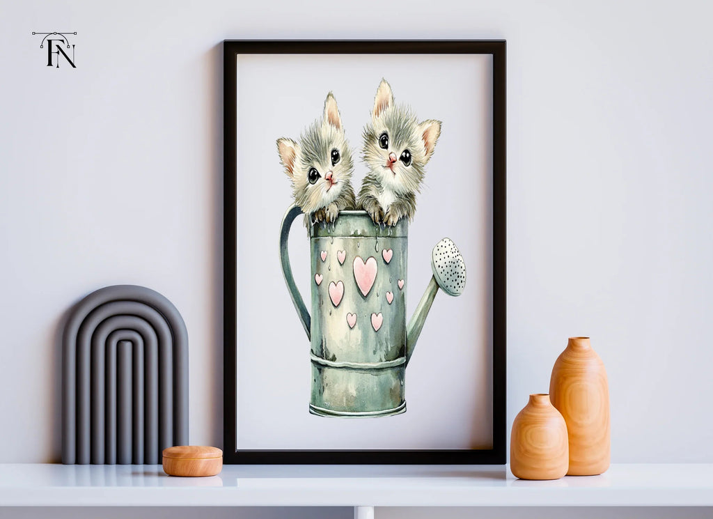 Cute Animals in Watering Cans Clipart Bundle