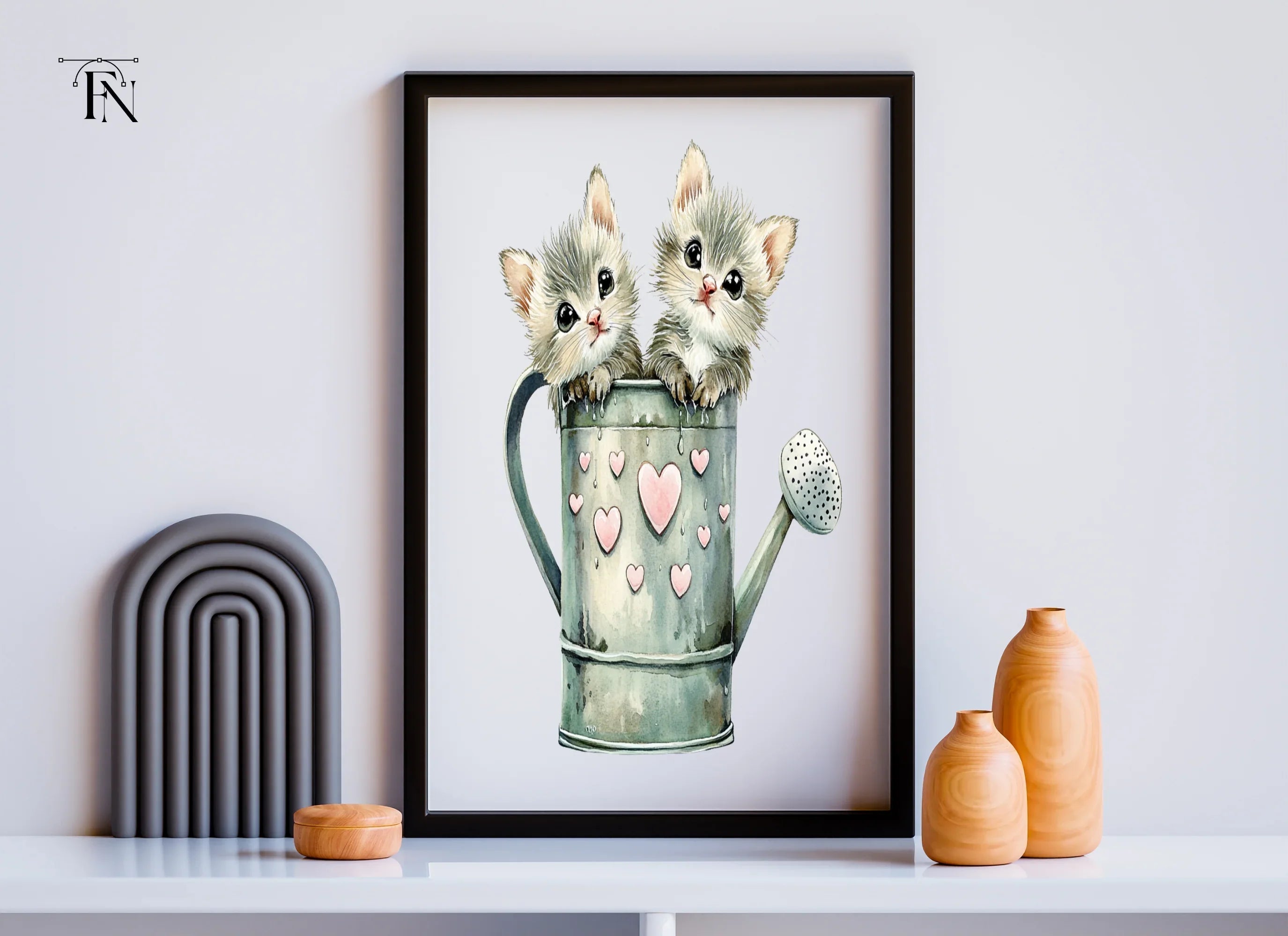 Cute Animals in Watering Cans Clipart Bundle