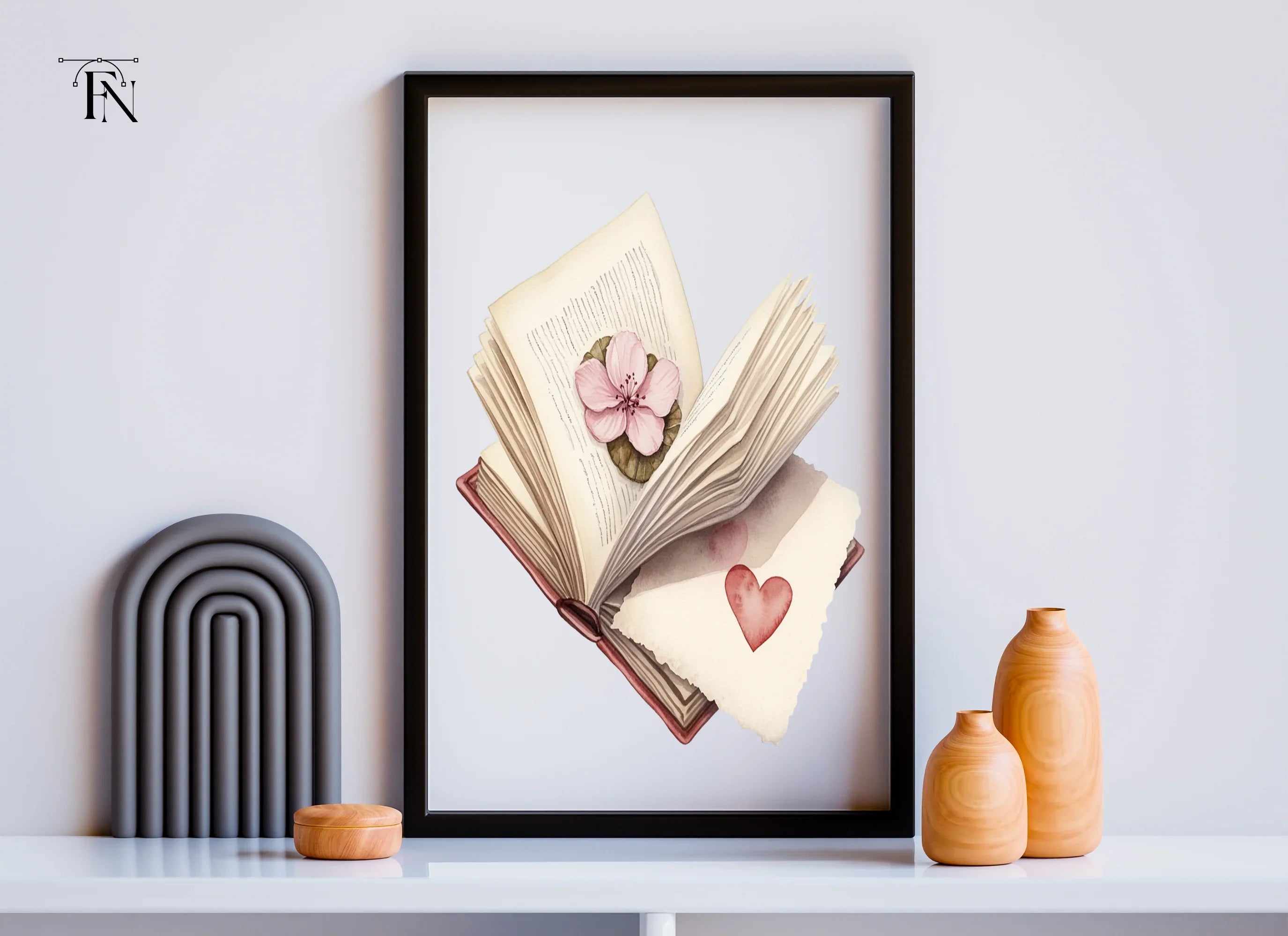Open Books with Flowers and Hearts Clipart Bundle