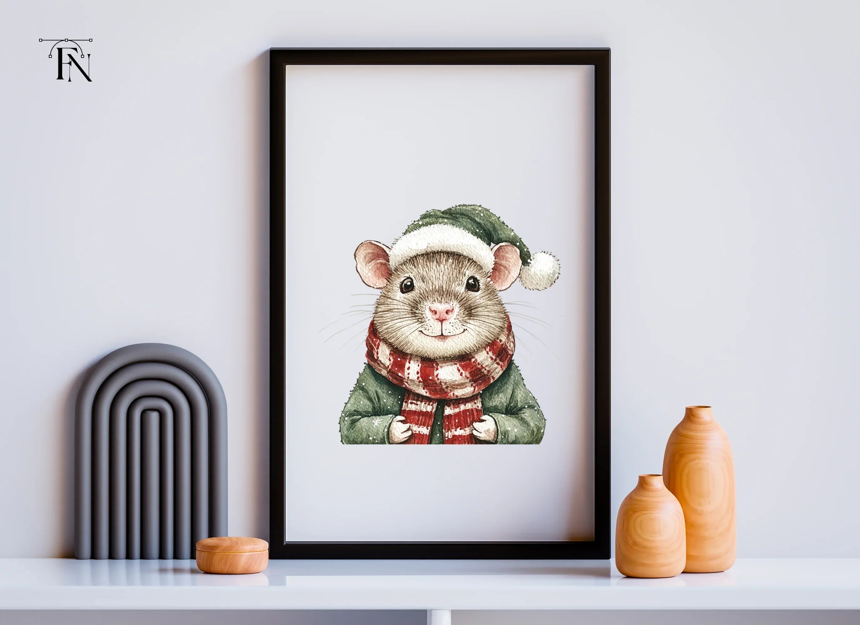Cute Christmas Mouse Clipart Bundle