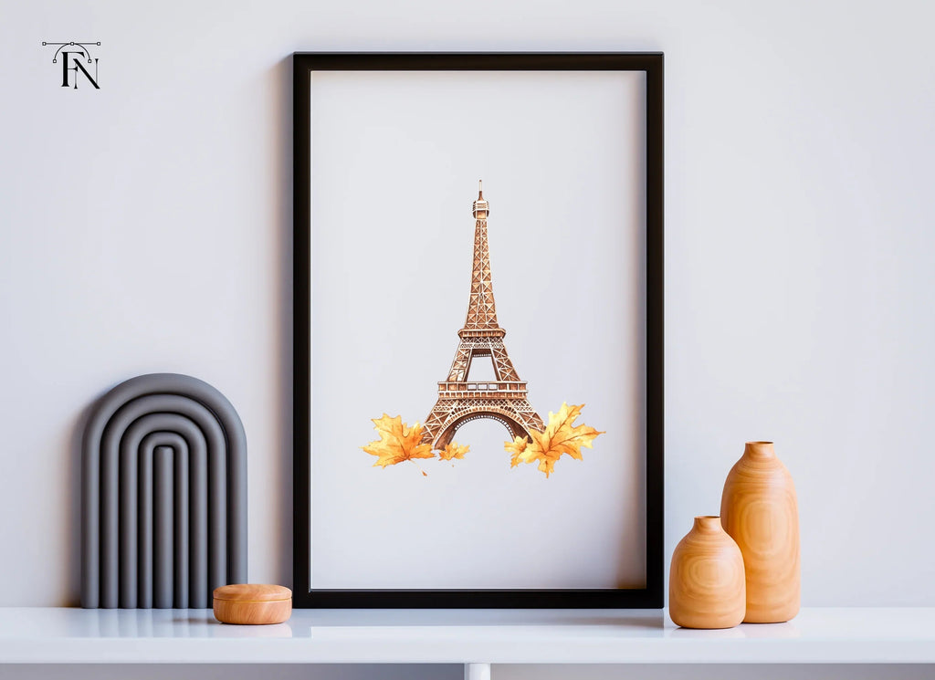 Eiffel Tower Autumn Leaves Clipart Bundle