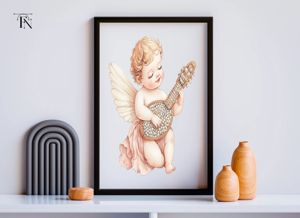 Cute Cherubs Playing Musical Instruments Clipart Bundle