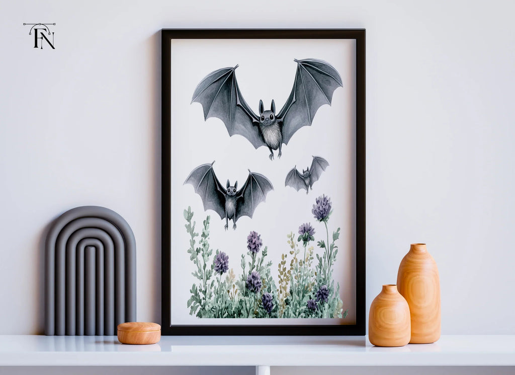 Spooky Bats and Flowers Clipart Bundle