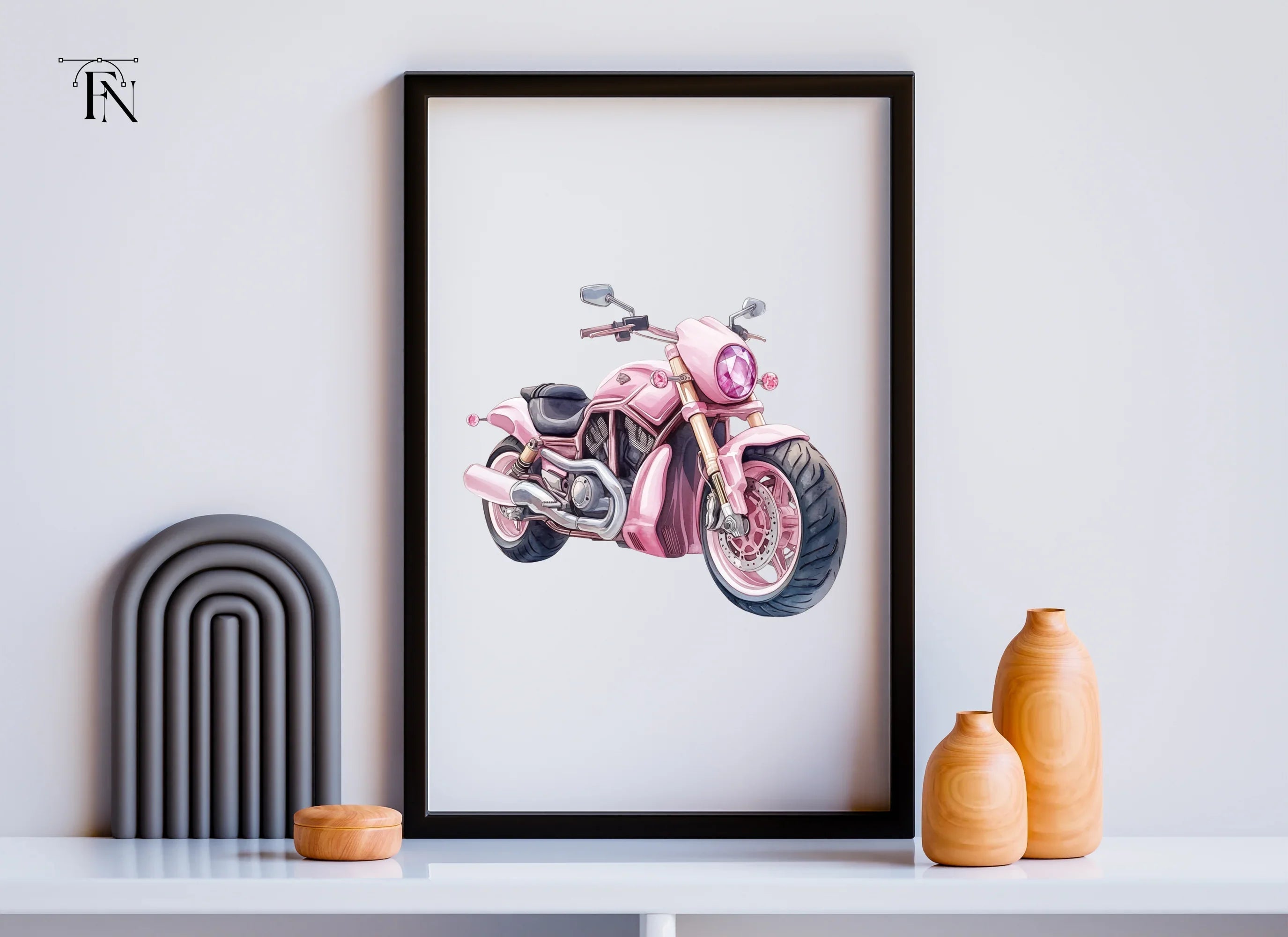 Pink Motorcycle Clipart Bundle