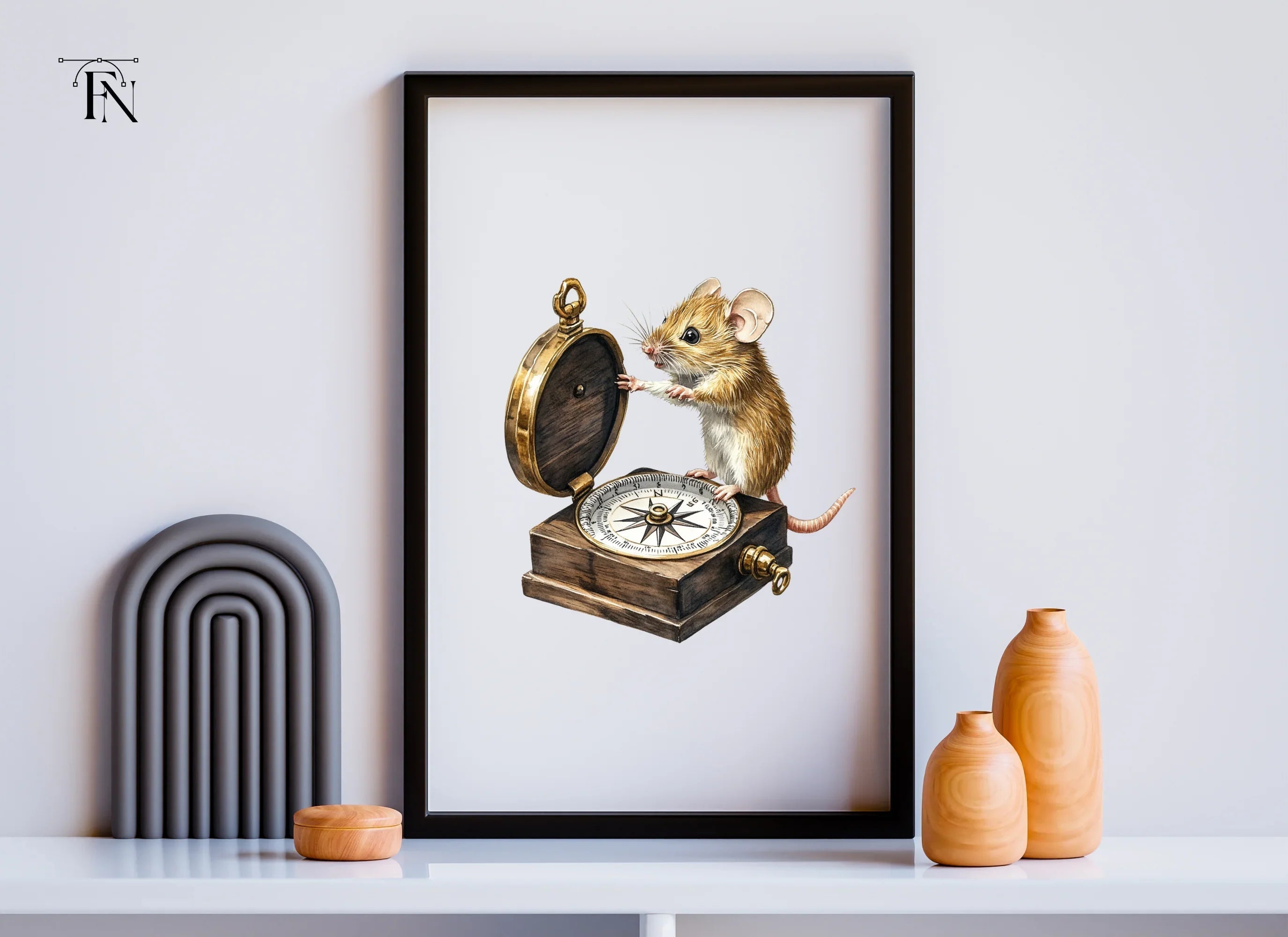 Adventurous Mice with Compass Clipart Bundle