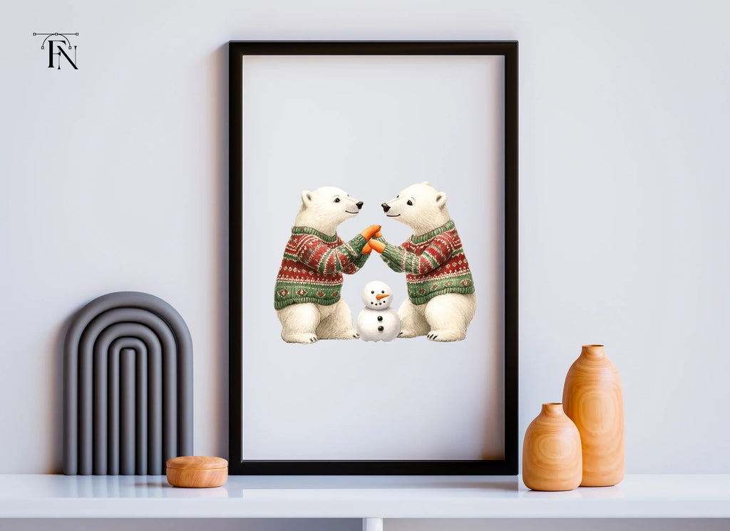 Cute Polar Bears Christmas Clipart Bundle