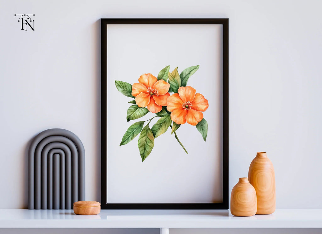 Orange Floral Clipart Bundle