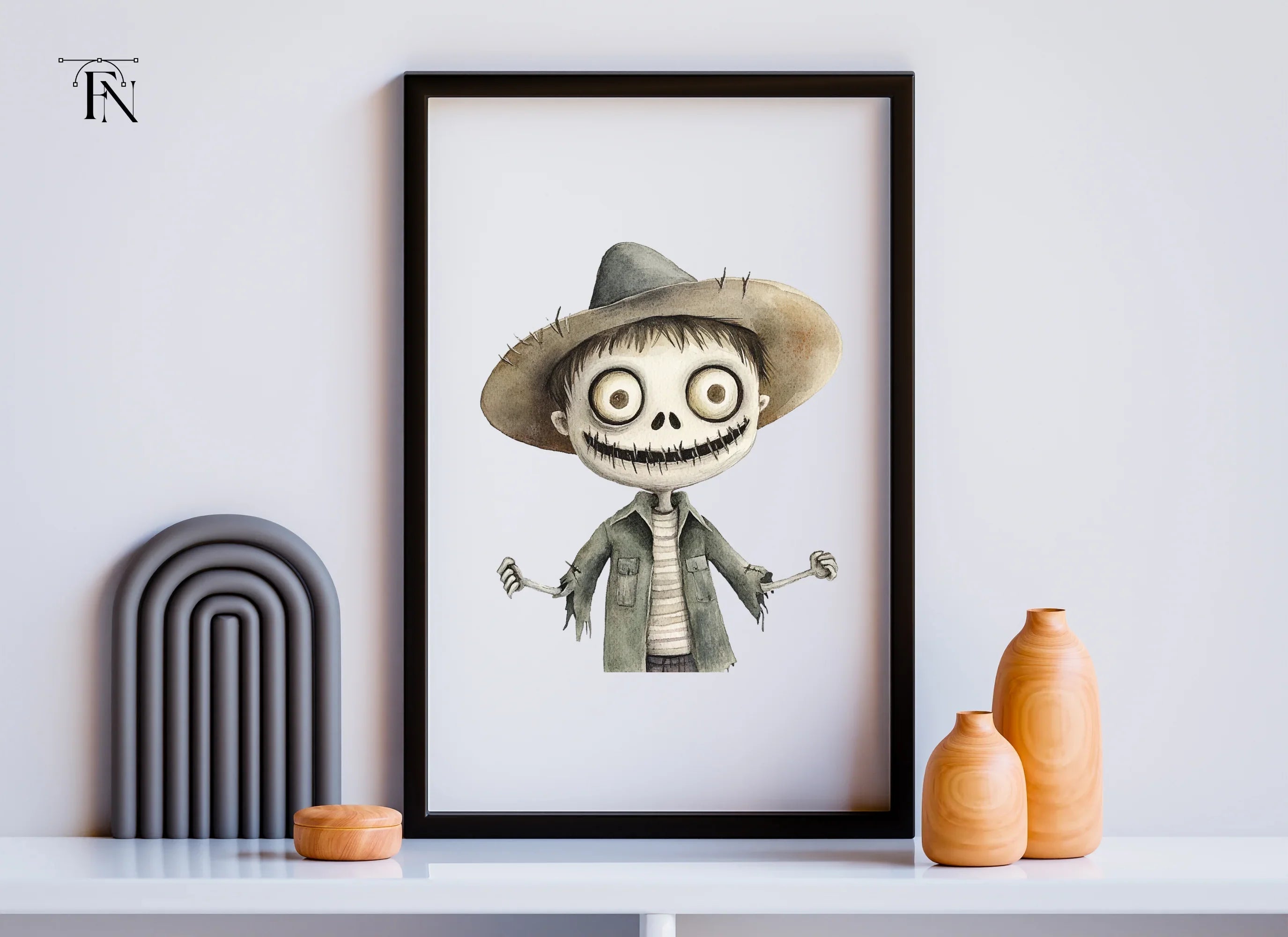 Cute Scarecrow Boy Halloween Clipart Bundle