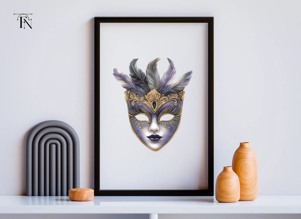 Ornate Purple Masquerade Masks Clipart Bundle