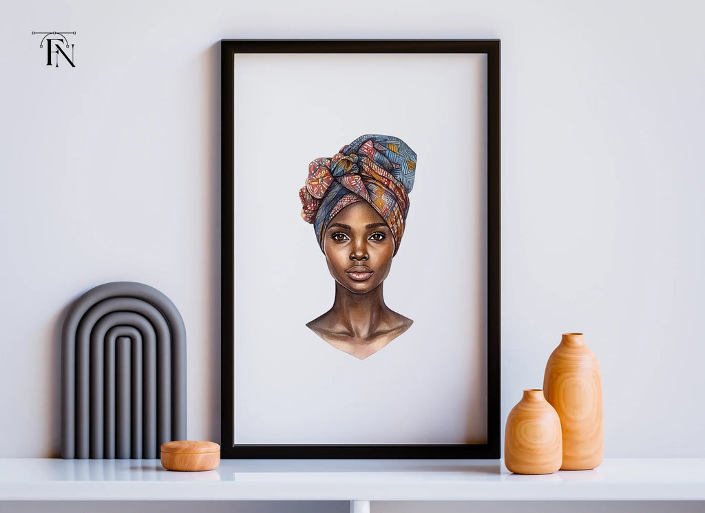 African Woman Headwrap Clipart Bundle