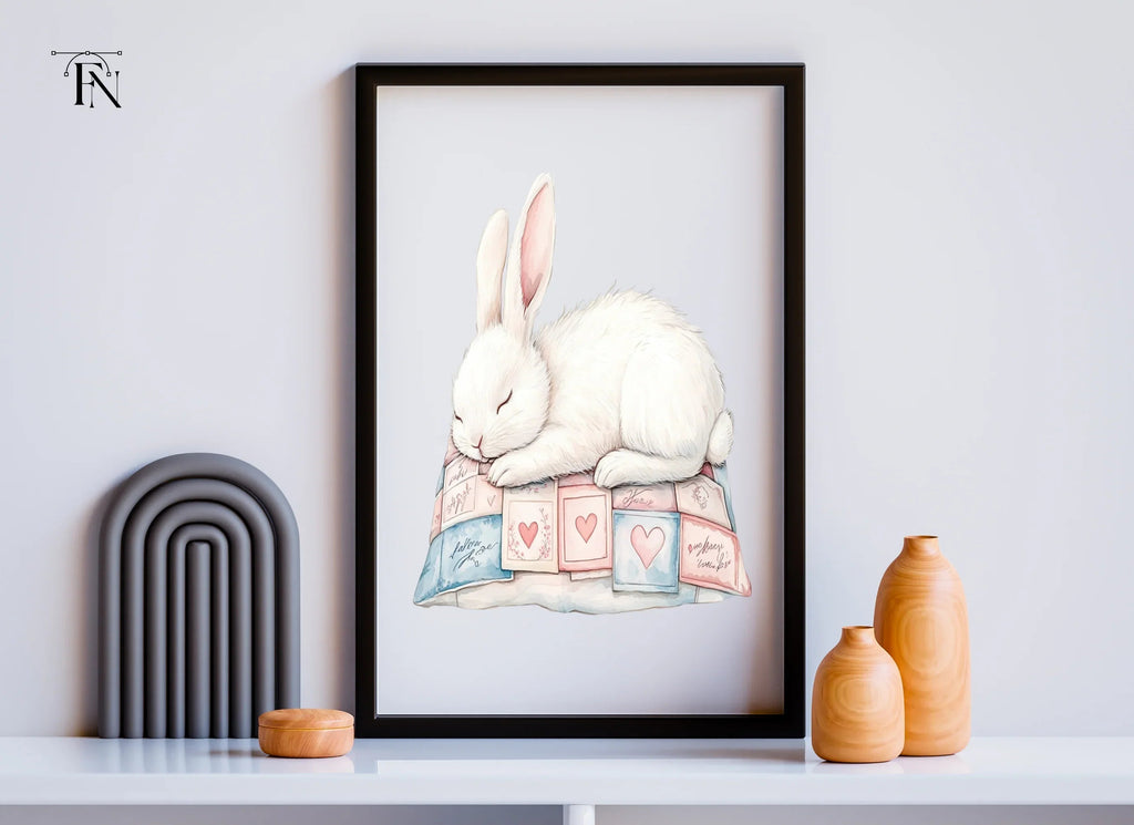 Sleeping Bunnies on Love Letter Pillows Clipart Bundle