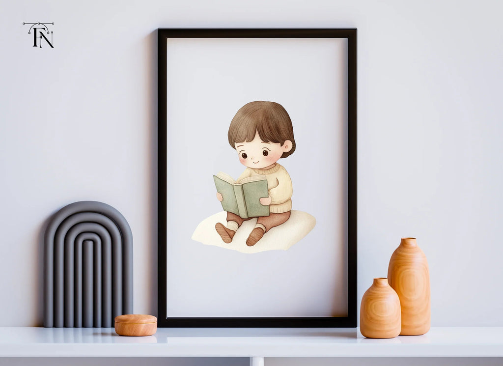 Little Boy Reading Book Clipart Bundle