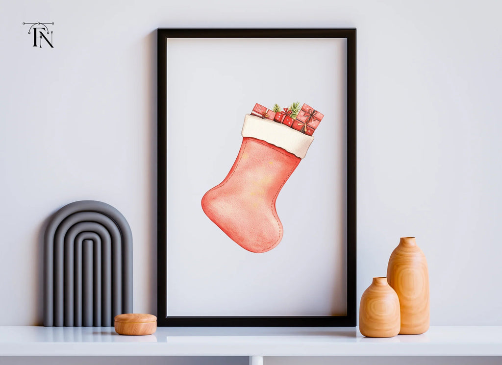 Cozy Christmas Stocking with Gifts Clipart Bundle