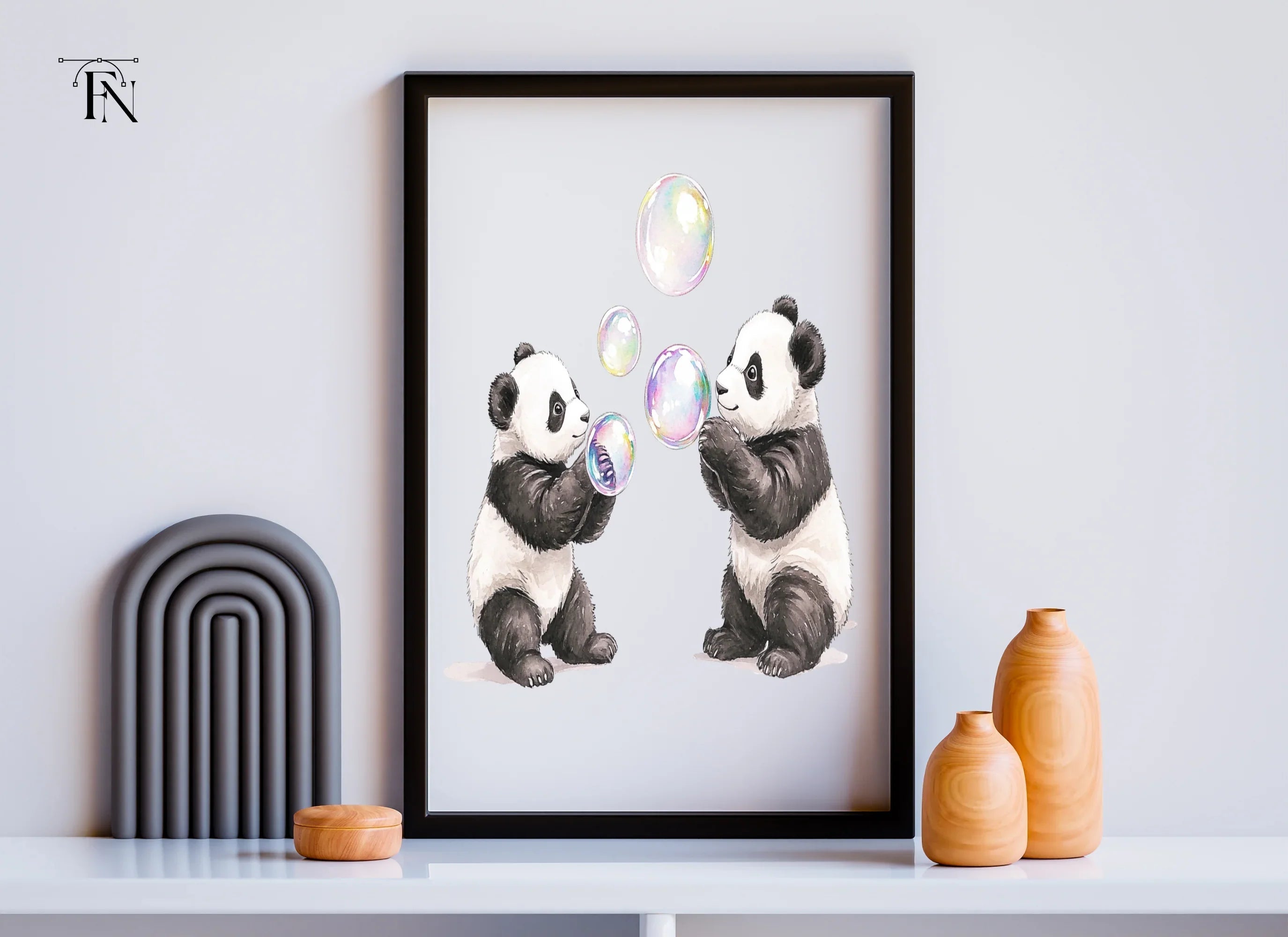 Playful Panda Blowing Bubbles Clipart Bundle
