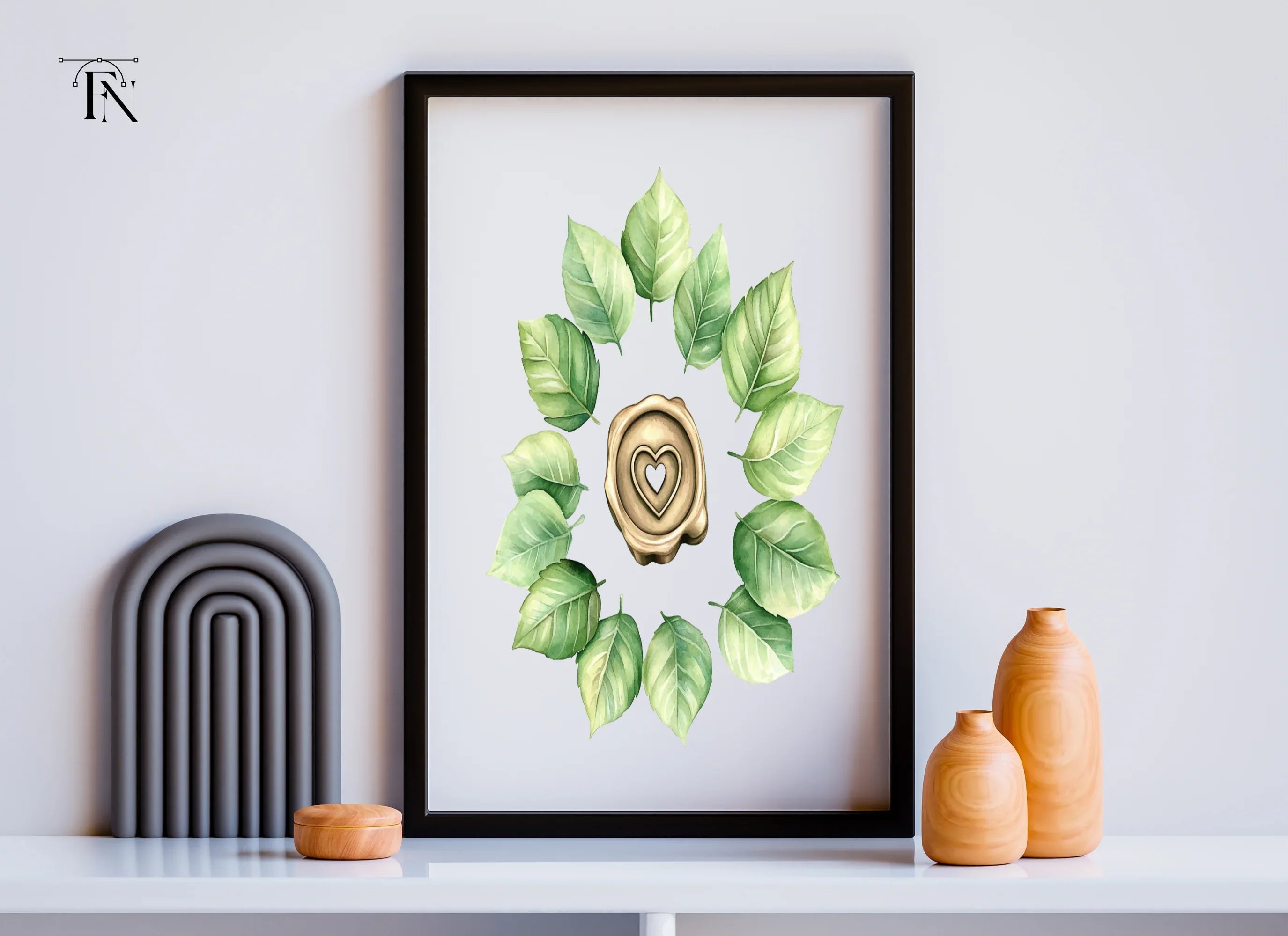 Botanical Heart Wax Seal Clipart Bundle