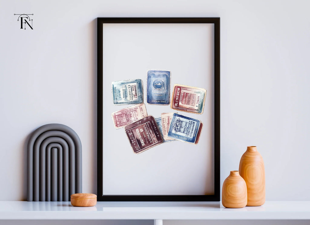 Vintage Passport Stamps Clipart Bundle