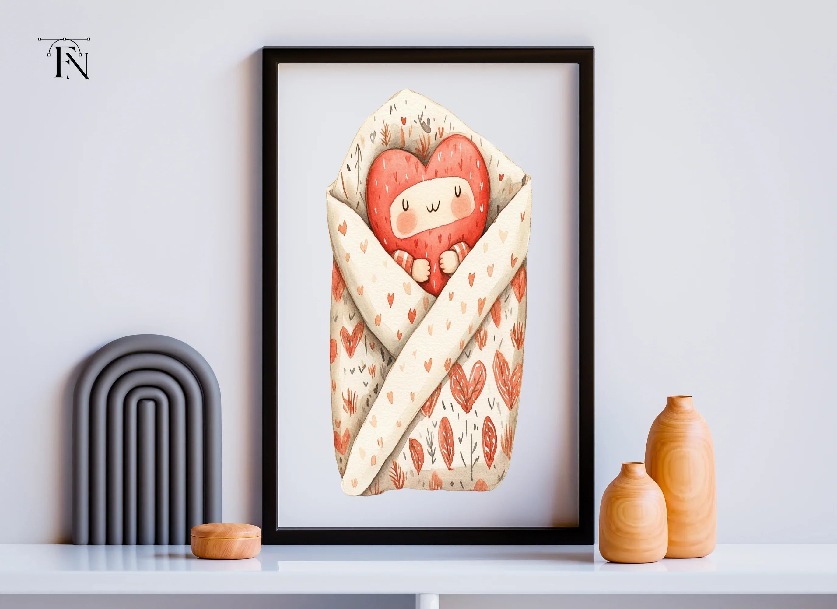 Baby Heart Swaddle Clipart Bundle