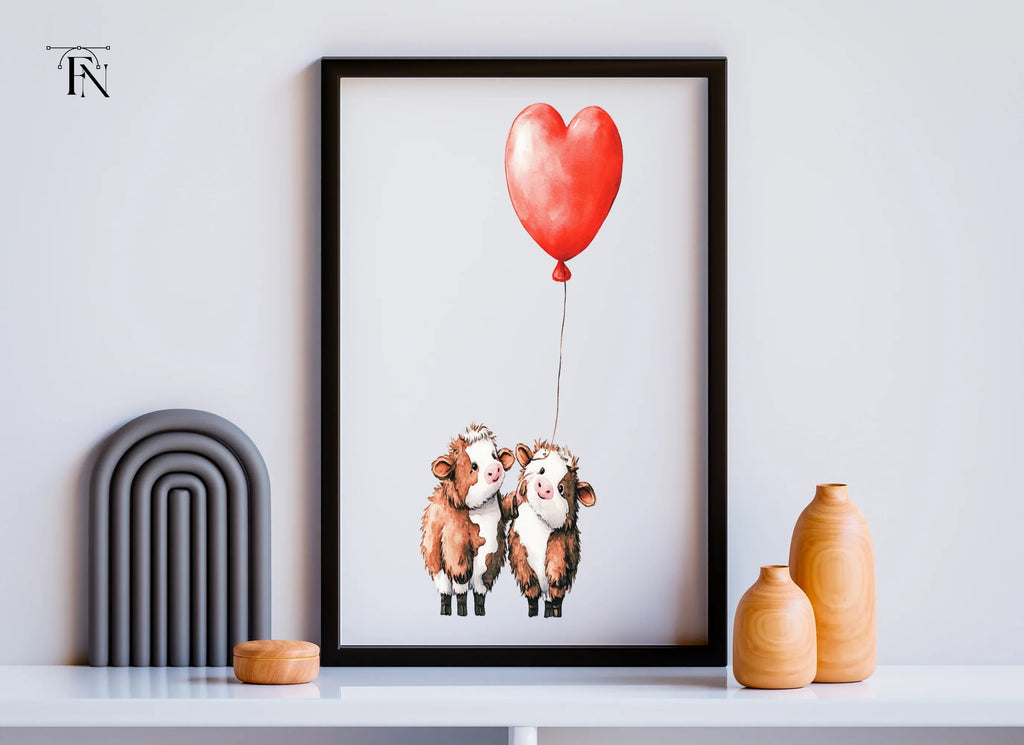 Sweet Calves with Heart Balloon Clipart Bundle