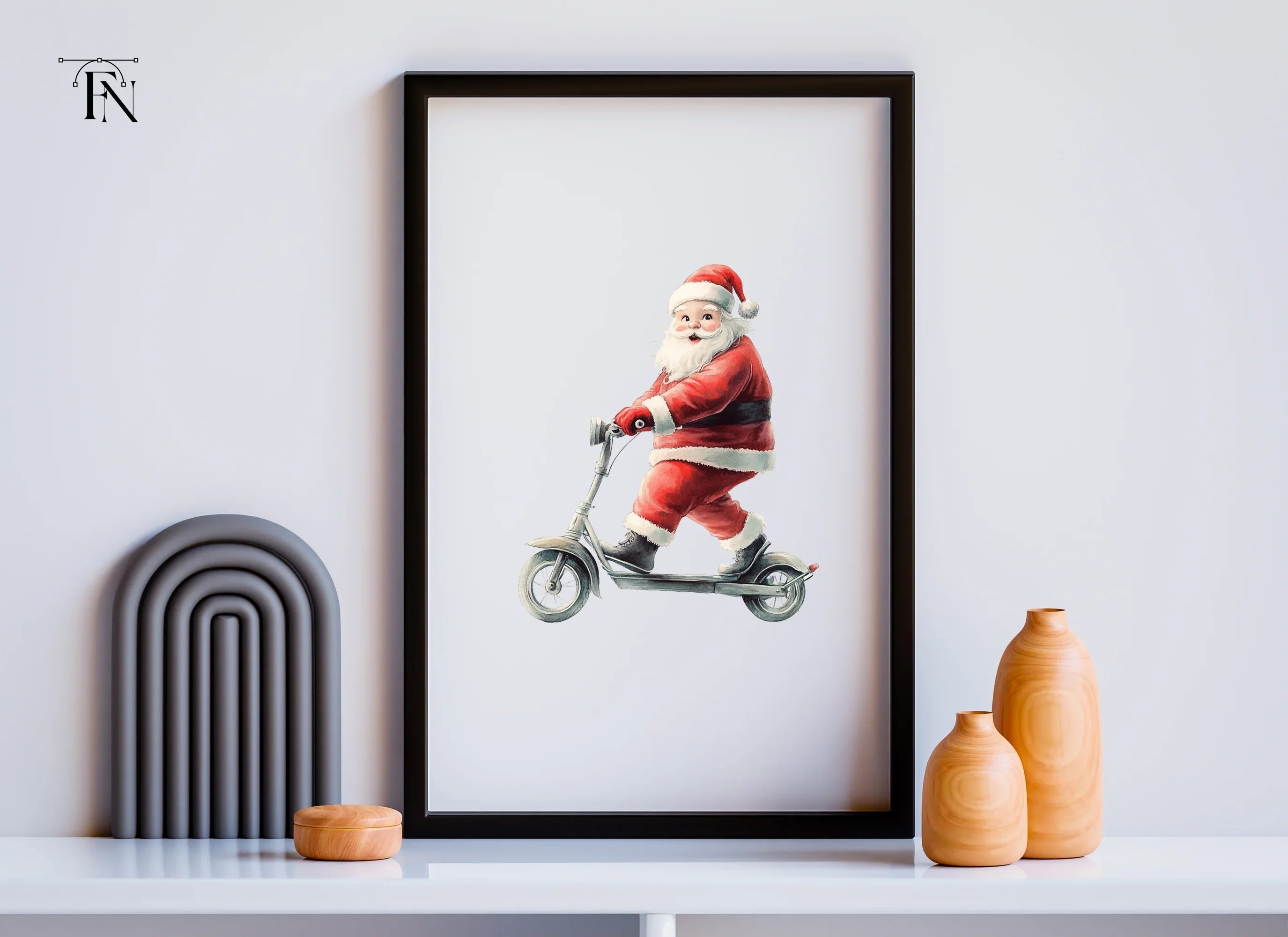 Santa Claus on Scooter Clipart Bundle