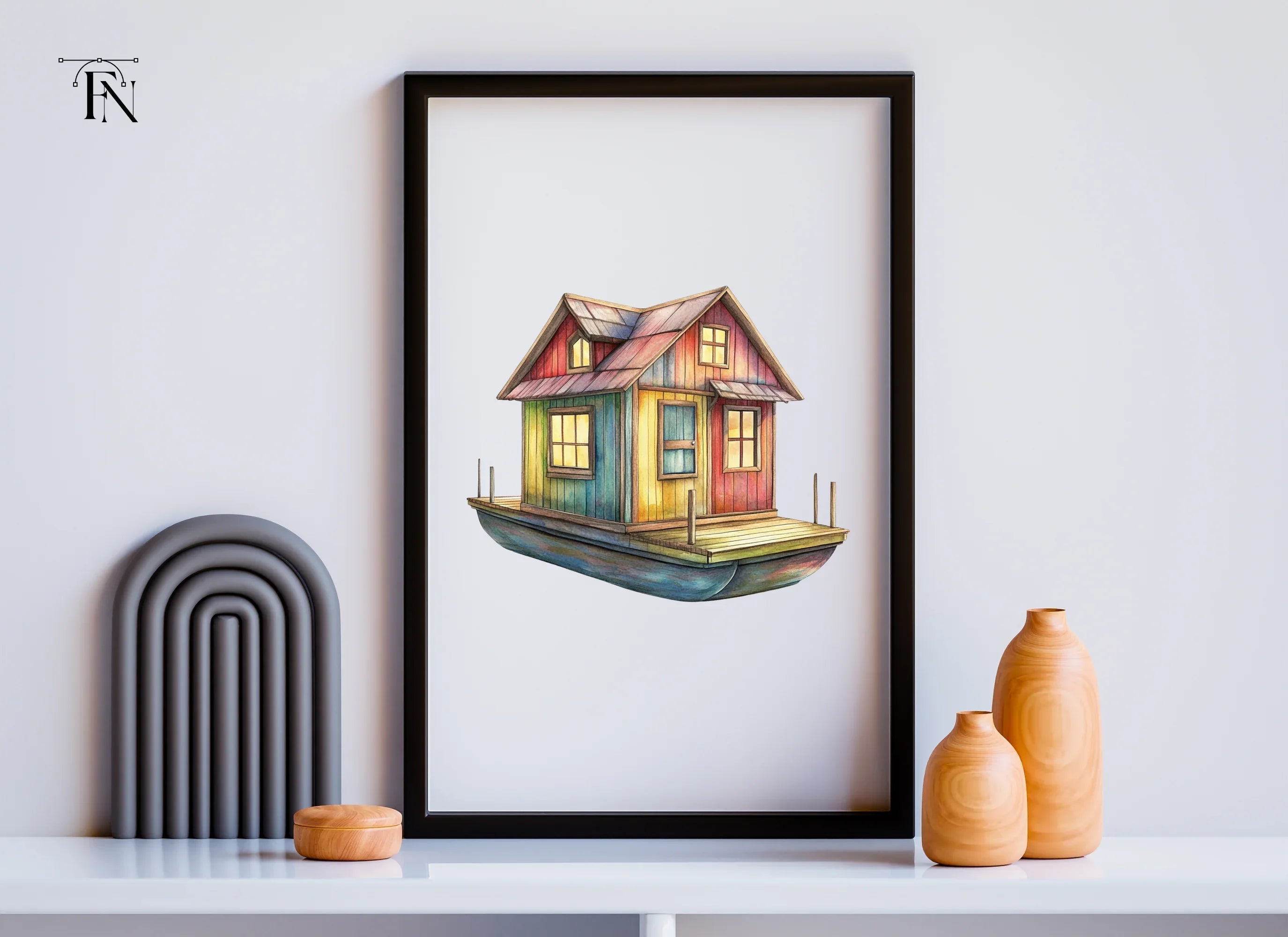 Colorful Floating House Clipart Bundle