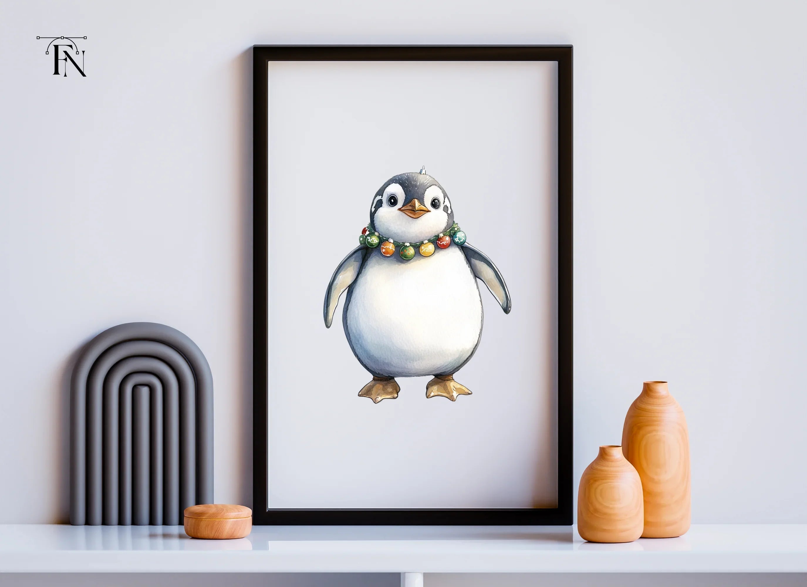 Festive Penguin Ornaments Clipart Bundle