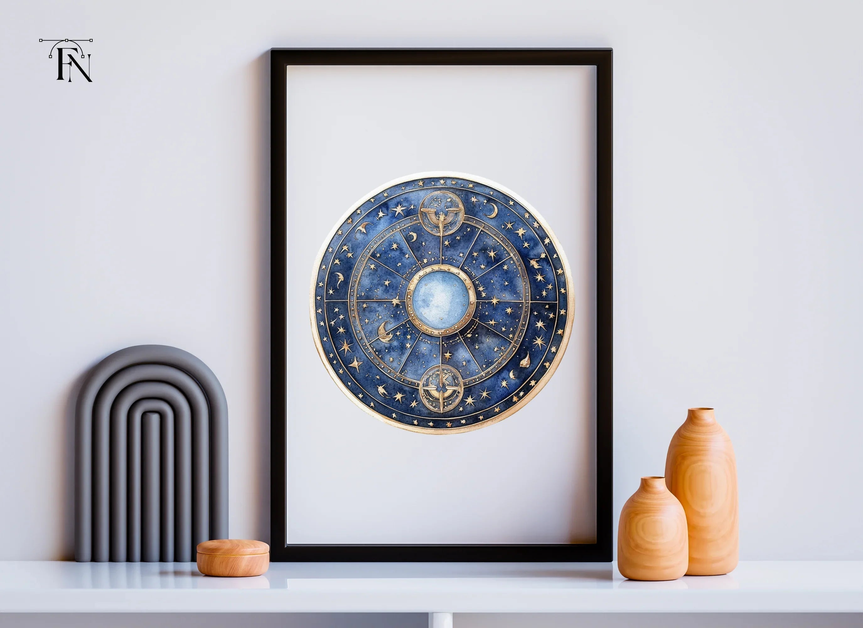 Celestial Zodiac Compass Clipart Bundle