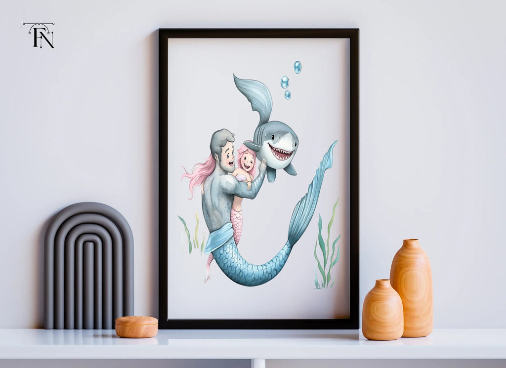 Mermaid and Shark Family Clipart Bundle
