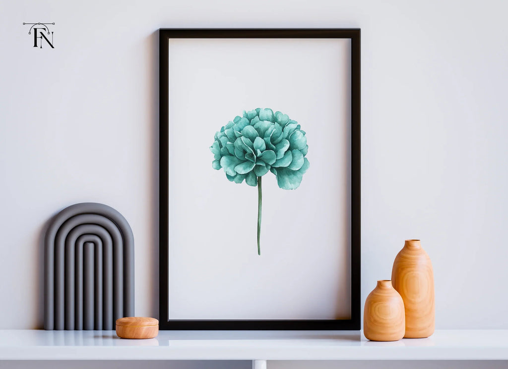 Teal Peony Flower Clipart Bundle