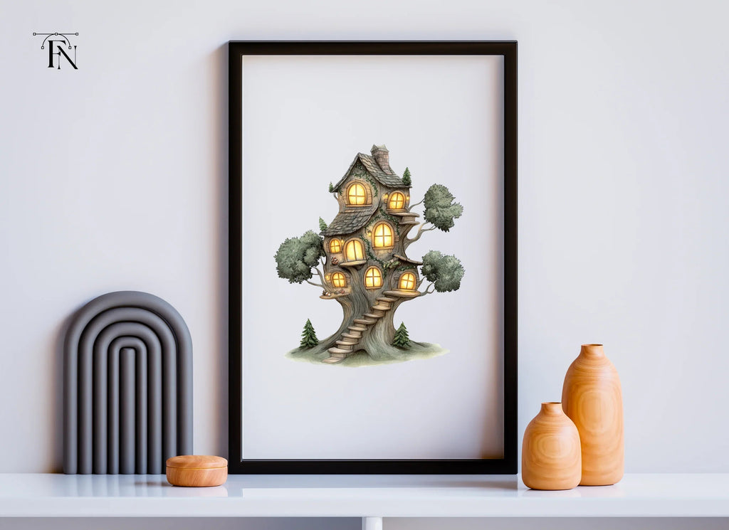 Enchanted Forest Treehouse Clipart Bundle