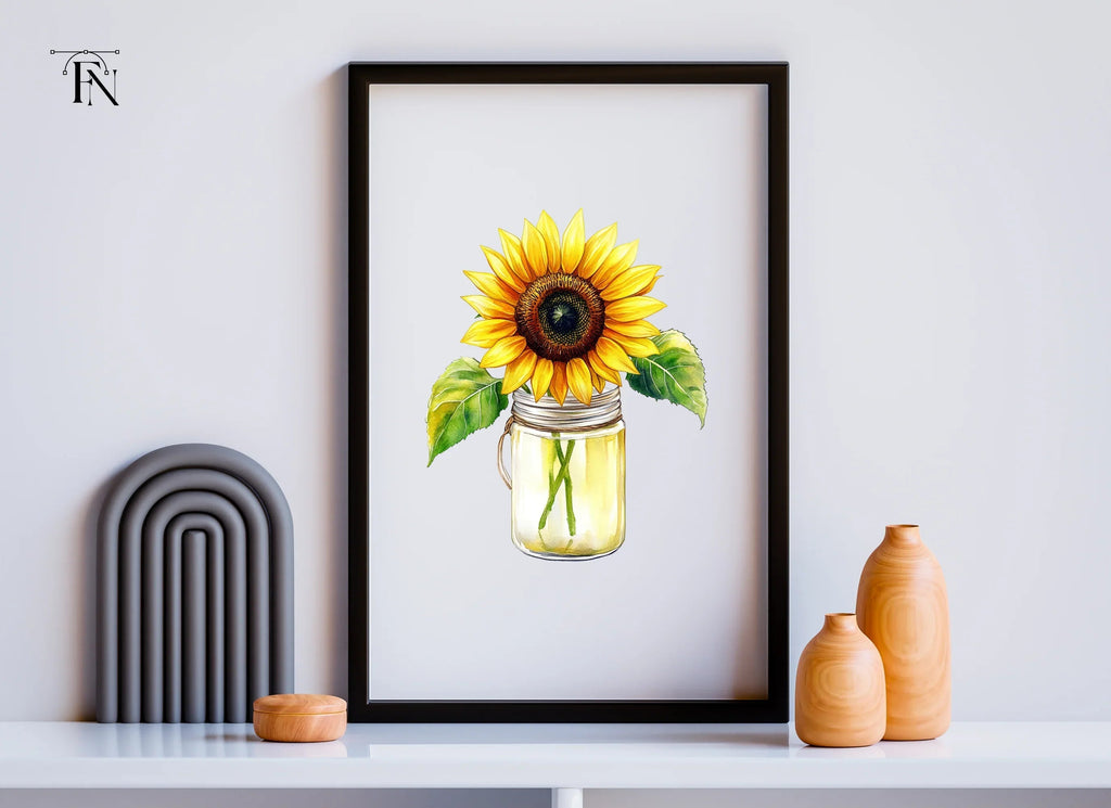 Sunflower in Mason Jar Clipart Bundle