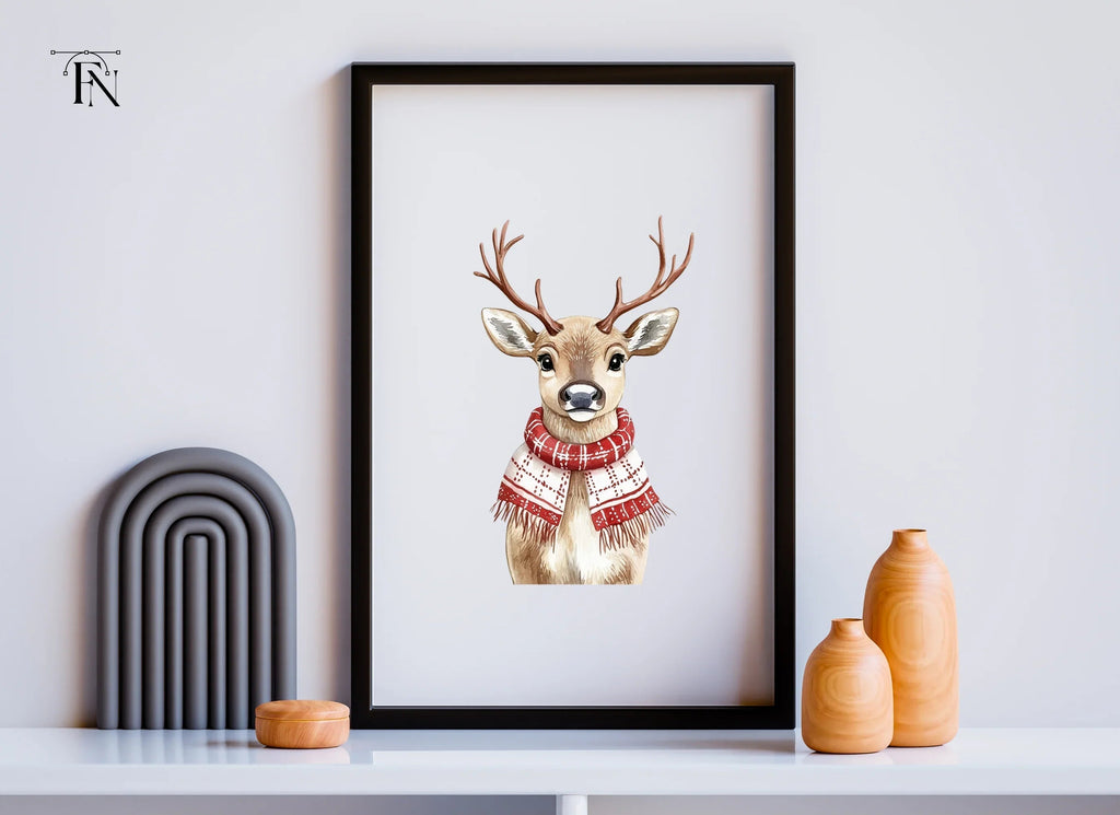 Cute Reindeer with Scarves Clipart Bundle