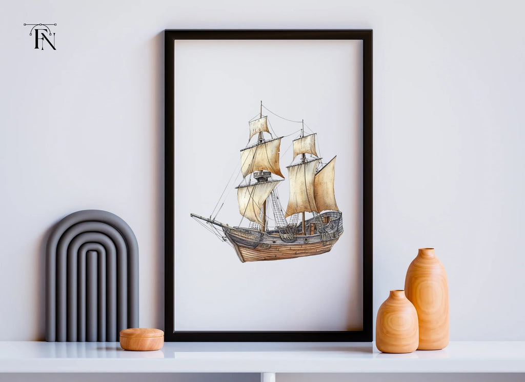 Antique Sailing Ship Clipart Bundle